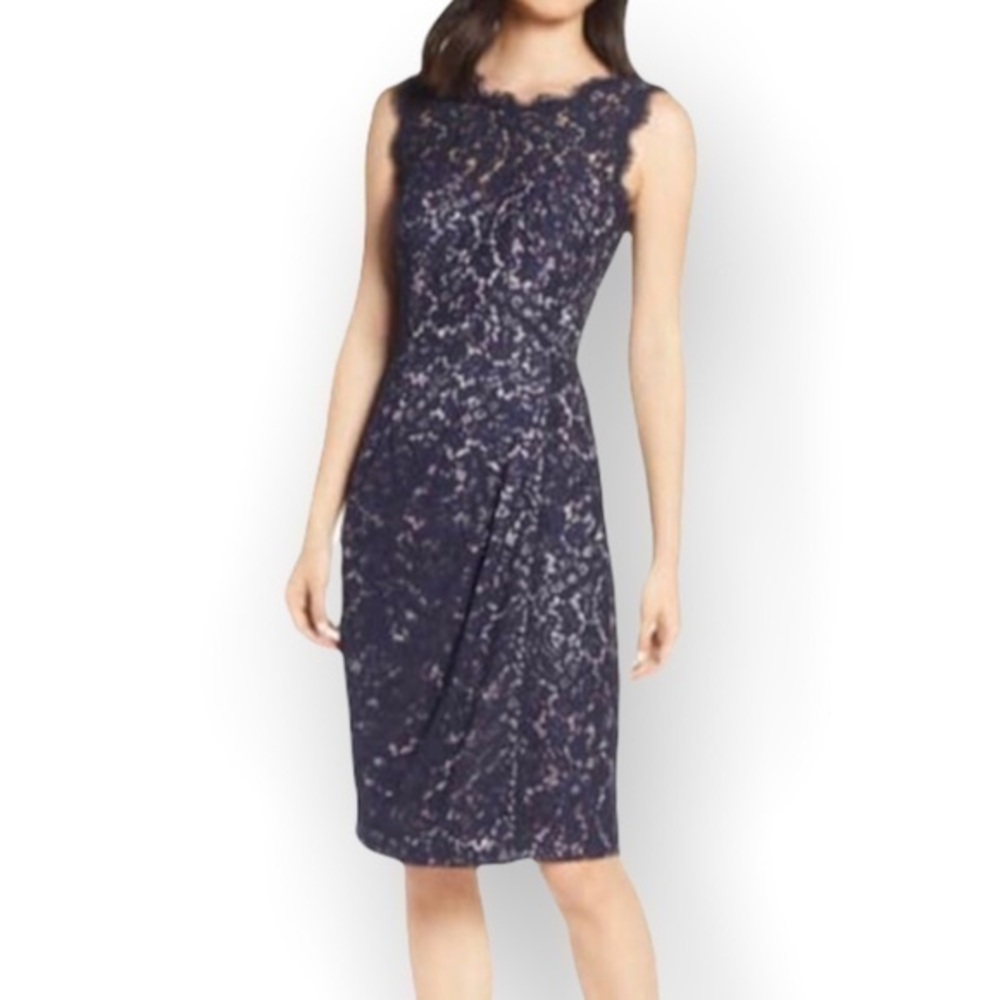 Eliza j navy blue lace sheath sleeveless dress NWT 4p